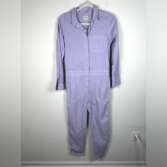 NWT J. Crew Foundry Chino Coveralls Jumpsuit Size 00 Lavender - Picture 1 of 7